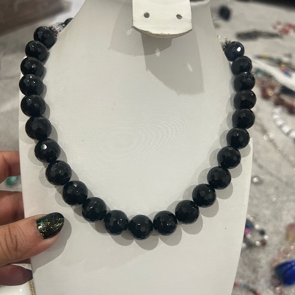 Jewelry - Huge Black Agate Elegant Black Beaded Necklace